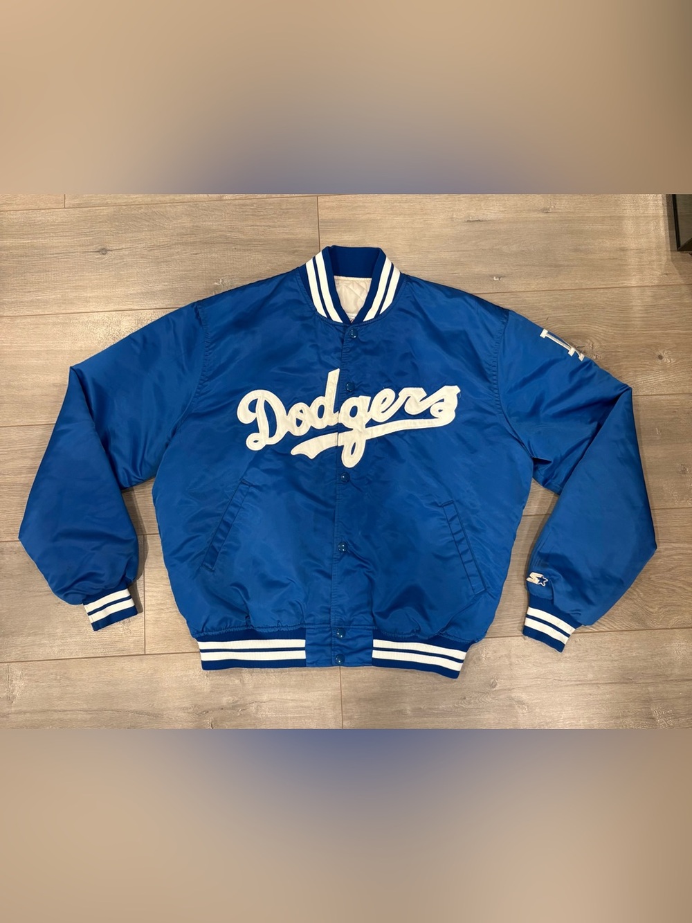 Vintage LA Dodgers Starter Diamond Collection Satin Bomber Jacket Men's XL Blue